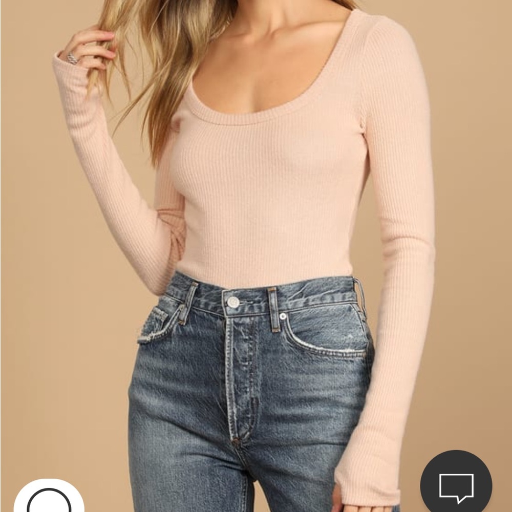Casually Cute Beige Ribbed Long Sleeve Bodysuit